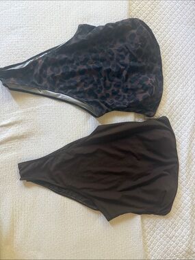 SHEIN Black High-Cut Briefs Duo with Leopard Print